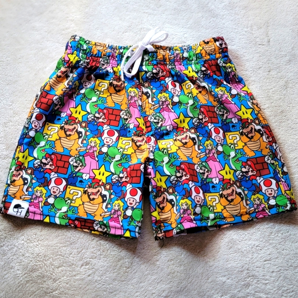 Mario print swim trunks- 4/5T